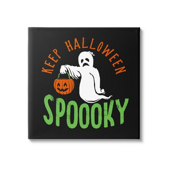 Keep Halloween Spooky Trick Or Treat Ghost Holiday Graphic Art Gallery Wrapped Canvas Print Wall Art