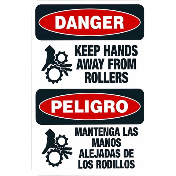 Keep Hands Away From Rollers Bilingual Warning Sign, Security Safety Metal Sign - 8"x12" Vintage Caution Poster Decor for Business Office Home Street Road Indoor Outdoor Use