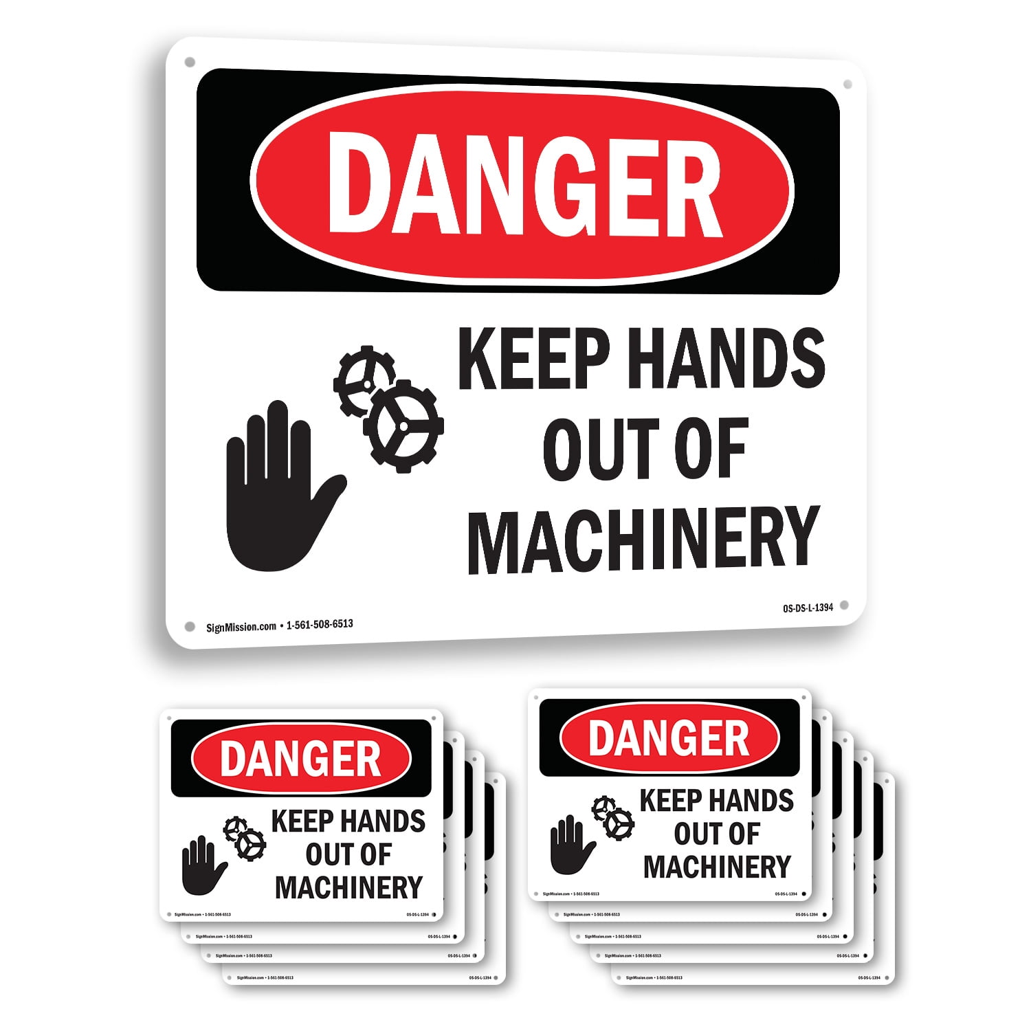 Keep Hands Out Of Machinery OSHA Danger Aluminum Sign 24 Inch x 18 Inch ...