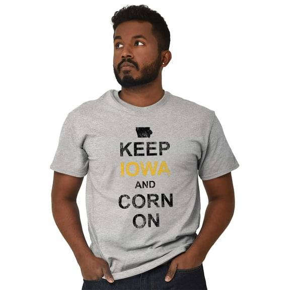 Keep Iowa and Corn On Funny Corny Men's Graphic T Shirt Tees Brisco Brands X