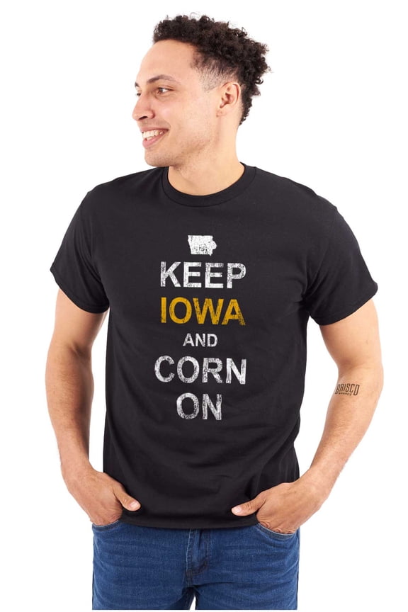 Keep Iowa and Corn On Funny Corny Plus Size Crewneck Graphic Tee Shirt Brisco Brands 3X