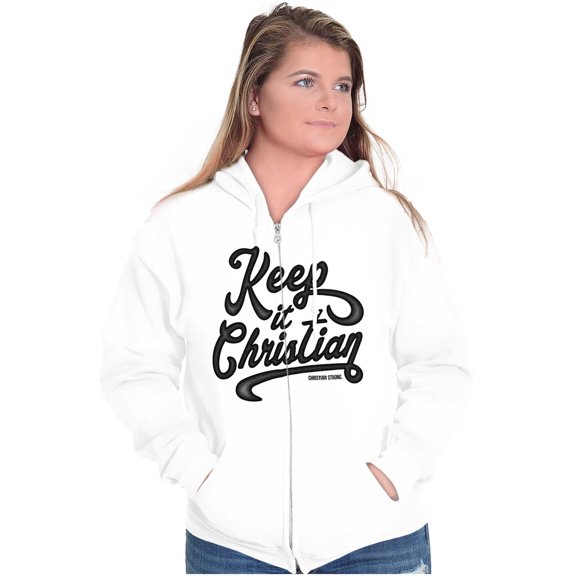 Keep It Christian Religion Faith Womens Plus Size Graphic Zipper Hoodie Brisco Brands 5X