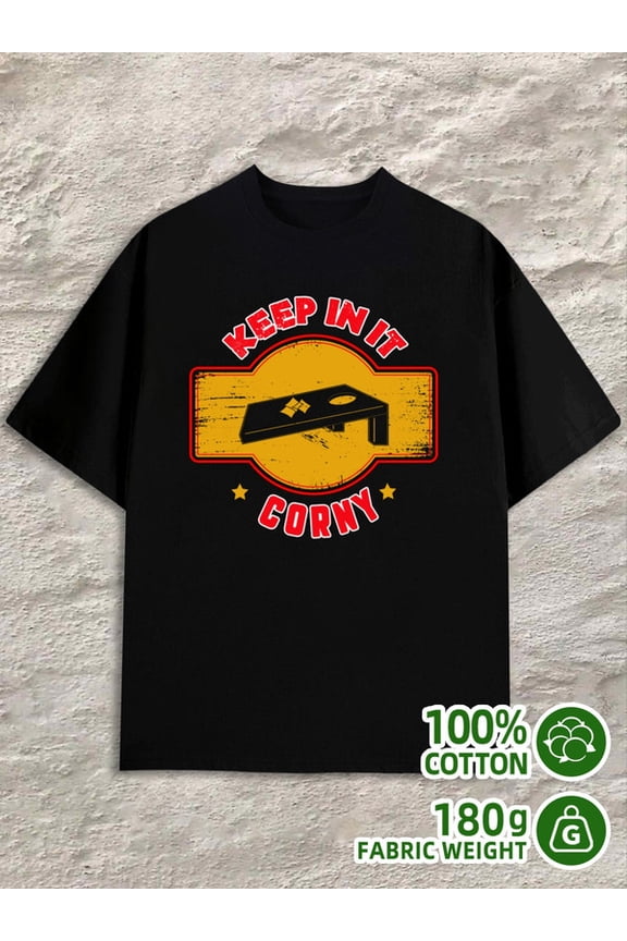 Keep It Corny men's black 180G 100% Cotton All-season fitness top,stylish athletic look,durable activewear Fashion Unisex Shirt Short Sleeve tshirts