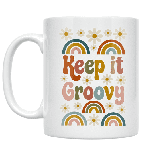 Keep It Groovy Retro Design - 70s Nostalgia Enthusiast - 11 oz Ceramic Coffee Mug