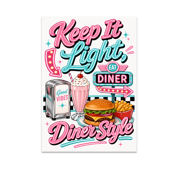 Keep It Light Diner Style Wall Art - Retro Diner Culture Enthusiast - 13x19 Poster Print