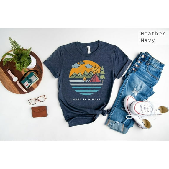 Keep It Simple Camping T-Shirt, Outdoor Hunter Tee, Summer Camp Lover Shirt, Matching Vacation Shirt
