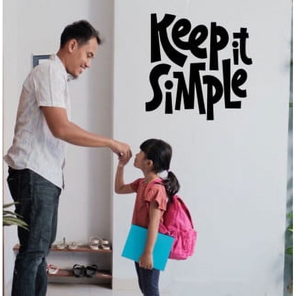 Keep It Simple Inspirational Quotes School Wall Decals - Die-Cut Vinyl Wall Art for Positivity - Decals for Classroom - Quote Decals for Wall 23x23- Inch Black