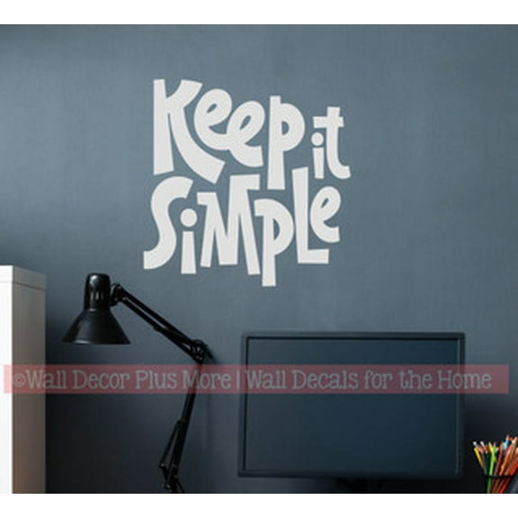 Keep It Simple Inspirational Quotes School Wall Decals - Quote Decals for Wall - Die-Cut Vinyl Wall Art for Positivity - Decals for Classroom 11.5x11.5- Inch Light Gray