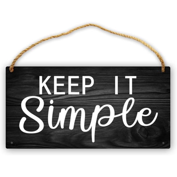 Keep It Simple Rustic Wood, Farmhouse Home Plaque Wall Hanging Wooden Sign For Bedroom, Living Room, Wall, Wedding Decor 12 X 6 Inch
