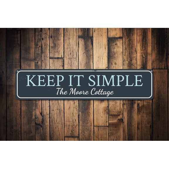 Keep It Simple Sign Family Name Sign Custom Family Beach Cottage Sign Metal Beach House Decor - Decorations - Size: 16 x 4 Inches