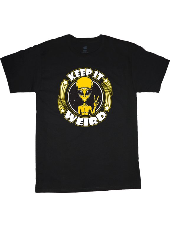 Keep It Weird Funny Alien T-shirt Mens Graphic Tees Short Sleeve Tee Shirt