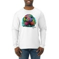thumbnail image 1 of Keep It Wild Colorful Elephant Face Animal Lover Mens Long Sleeve Shirt, White, 3XL, 1 of 3