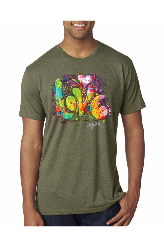 Keep It Wild Colorful Elephant Face Animal Lover Mens Premium Tri Blend T-Shirt, Military Green, Medium