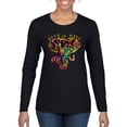 thumbnail image 1 of Keep It Wild Colorful Elephant Face Animal Lover Womens Graphic Long Sleeve T-Shirt, Black, Small, 1 of 3