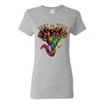 thumbnail image 1 of Keep It Wild Colorful Elephant Face Animal Lover Womens Graphic T-Shirt, Heather Grey, Small, 1 of 3