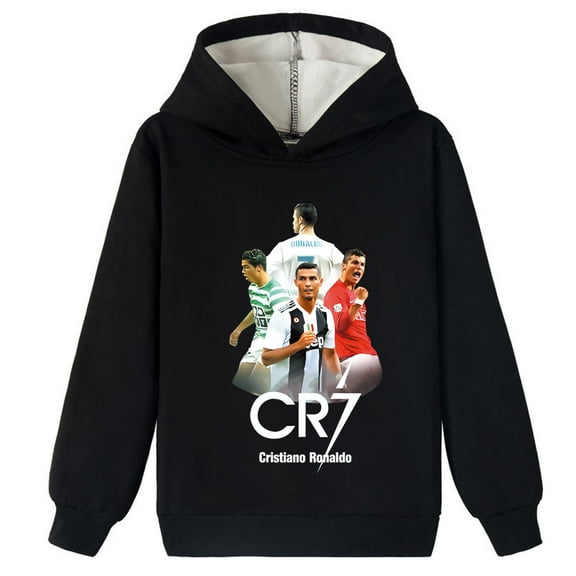 Boys Cristiano Ronaldo Brushed Warm Snug Hooded Pullover Sweatshirt Winter Children's Tops