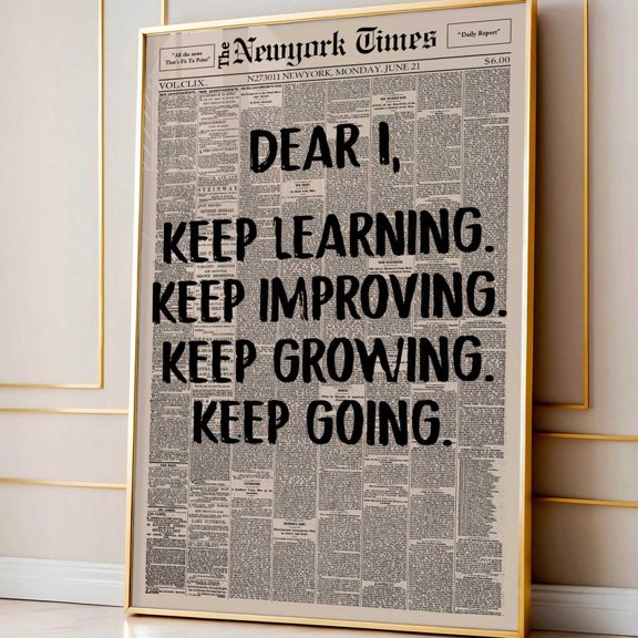 Keep Learning Keep Going Typography Wall Art Print, Unframed Paper Poster 8x10in