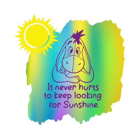 Keep Looking For Sunshine Its never hurt to Sad Donkey Wall watercolor Design Wall Art Sticker Designs Vinyl Stickers For Home House Walls Rooms Windows Bedroom Decoration Size (28x28 inch)