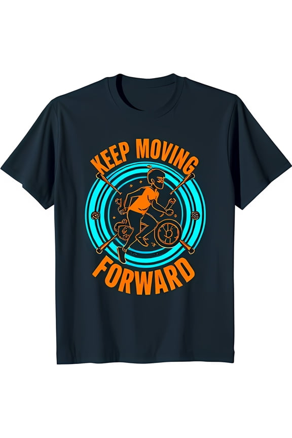 Keep Moving Forward Graphic T-Shirt Dark Blue Design