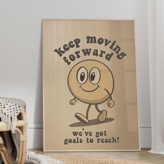 Keep Moving Forward Retro Cartoon Classroom Decor Motivational Gen Z Slang Class Room, Unframed Poster