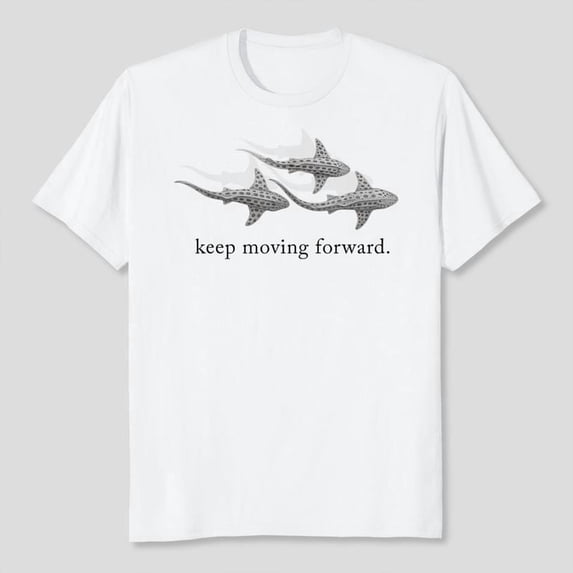 Keep Moving Forward Shark Art T-Shirt Men's And Women's Graphic Tee 100% Cotton by TBun, Full Sizes S-5XL