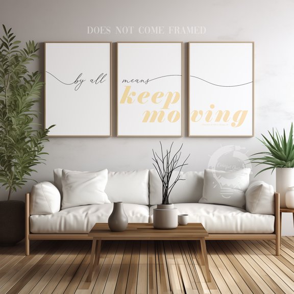 Keep Moving Motivational Quote Poster Prints Minimalist Wall Art Decor, Set 3, Poster Only