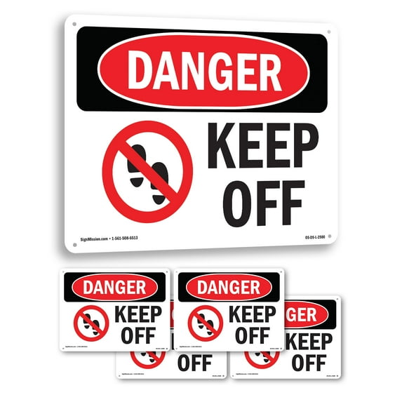 Keep Off OSHA Danger Aluminum Sign 10 Inch x 7 Inch - 5 Pack