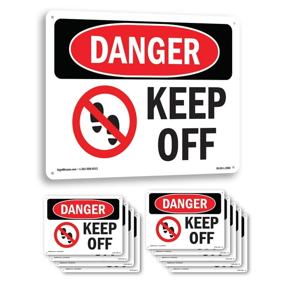 Keep Off OSHA Danger Rigid Plastic Sign 14 Inch x 10 Inch - 10 Pack