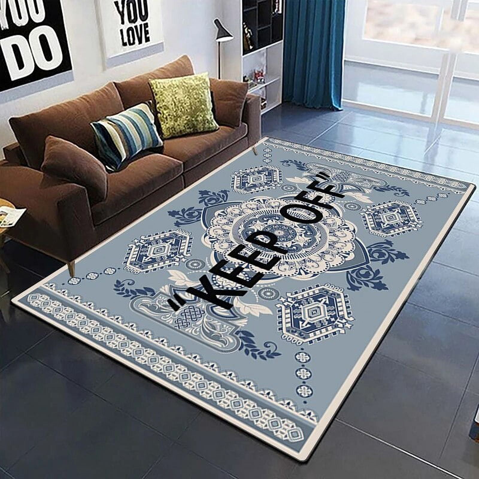 Keep Off Pattern Decorative Square Rug Modern House Living Room Floor ...