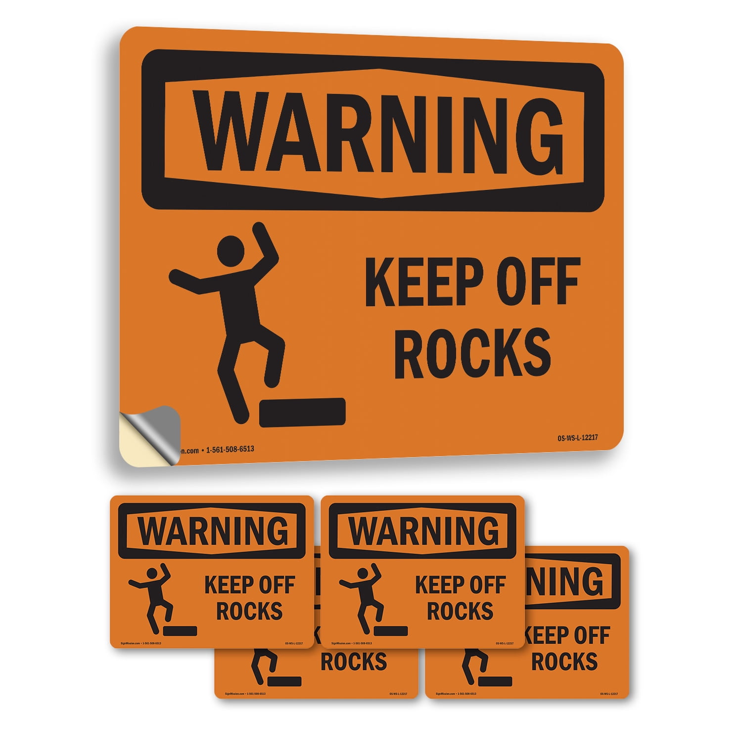 Keep Off Rocks With Symbol OSHA WARNING Vinyl Decal Label 18 Inch x 12 ...
