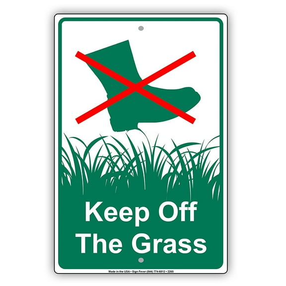 Keep Off The Grass With Graphic Yard Lawn Garden Restriction Alert Caution Warning Aluminum Metal Sign 8"x12" Plate