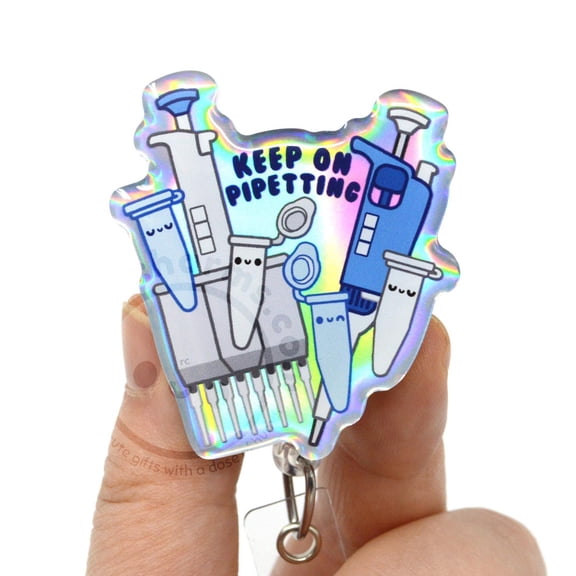 Keep On Pipetting Badge Reel Lanyard for Medical Laboratory Scientists, Lab Techs, MLS MLT, Researcher, Biology, Chemistry, Healthcare, PCR