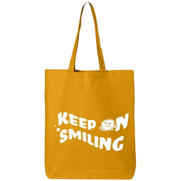 Keep On Smiling Cotton Canvas Tote Bag