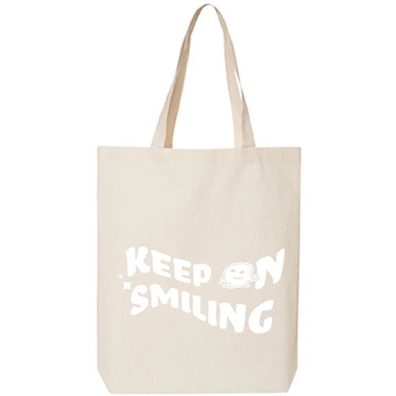 Keep On Smiling Cotton Canvas Tote Bag