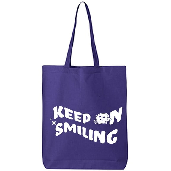 Keep On Smiling Cotton Canvas Tote Bag