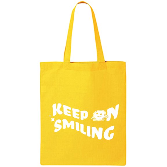 Keep On Smiling Cotton Canvas Tote Bag