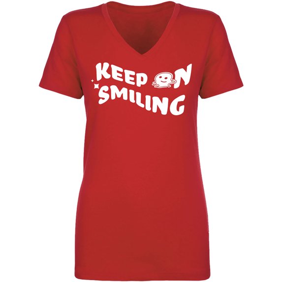 Keep On Smiling Womens V-Neck T-Shirt