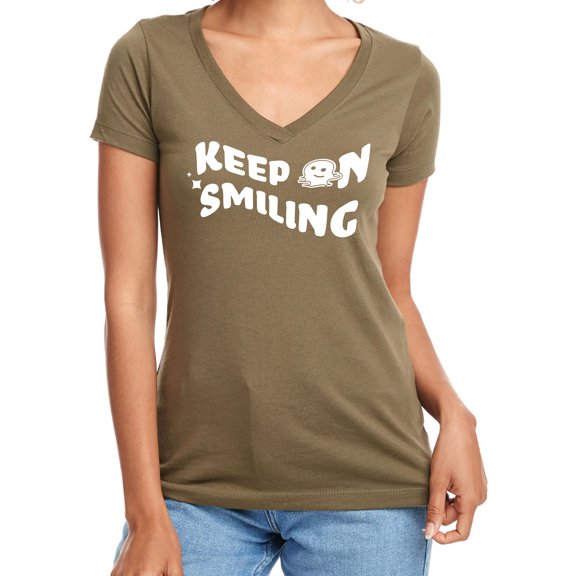 Keep On Smiling Womens V-Neck T-Shirt