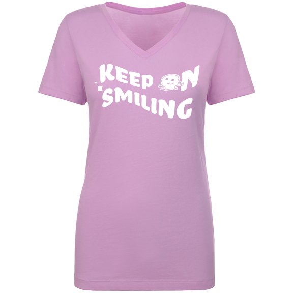 Keep On Smiling Womens V-Neck T-Shirt