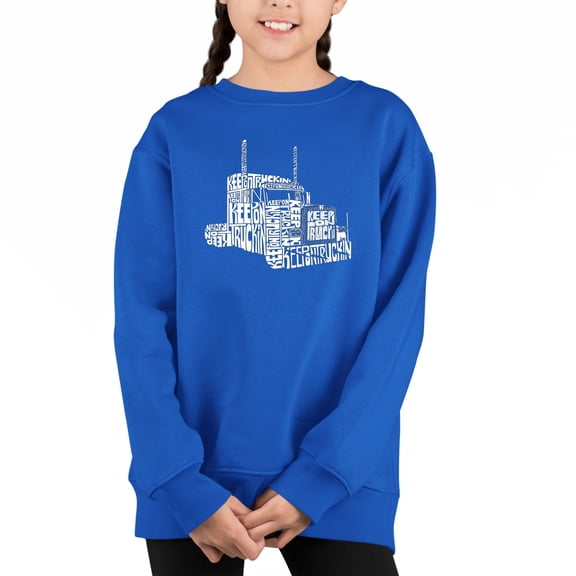 Keep On Truckin' - Girl's Word Art Crewneck Sweatshirt