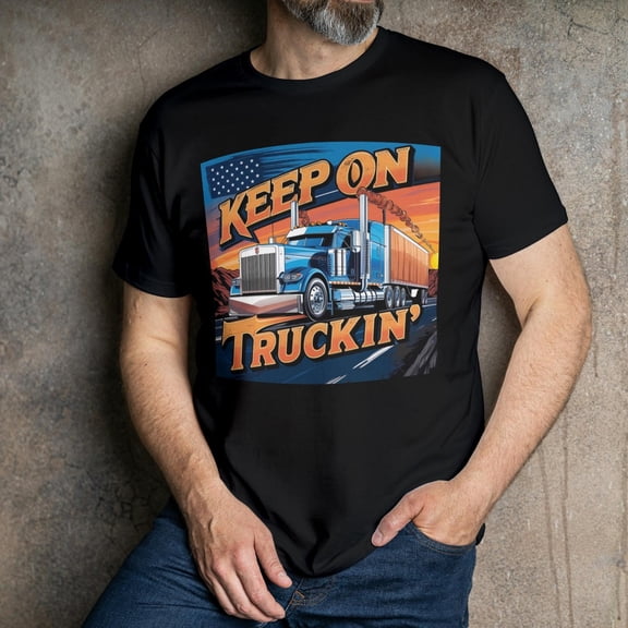 Keep On Truckin Vintage Truck Road Hauling Driver Graphic Tee Trucker Gift Unisex Cotton T-Shirt, Sizes S-5XL