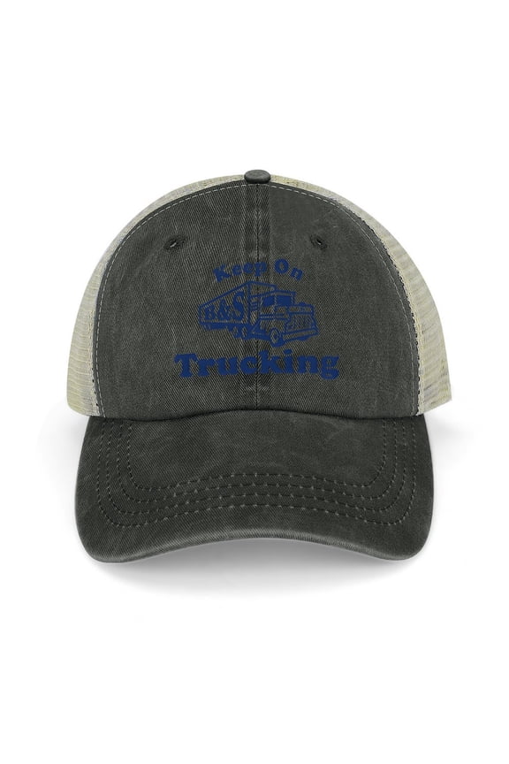 Keep On Trucking Black Baseball Cap for Men Women, Adjustable Snapback Hats Trucker Hat