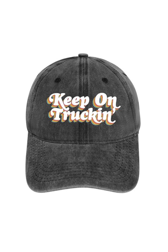 Keep On Trucking Charcoal Baseball Cap for Men Women, Adjustable Snapback Hats Cotton Hat