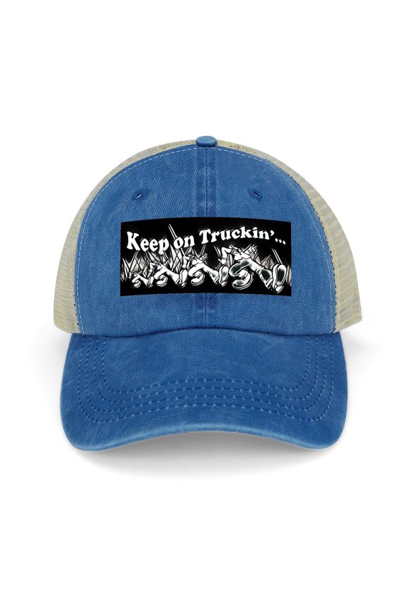 Keep On Trucking Dark Blue Baseball Cap for Men Women, Adjustable Snapback Hats Trucker Hat