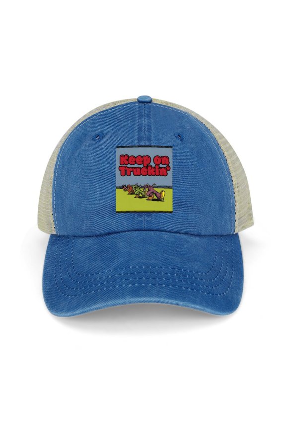 Keep On Trucking Dark Blue Baseball Cap for Men Women, Adjustable Snapback Hats Trucker Hat