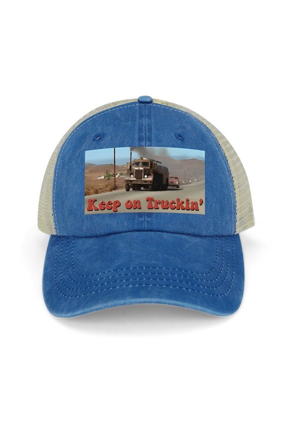 Keep On Trucking Dark Blue Baseball Cap for Men Women, Adjustable Snapback Hats Trucker Hat