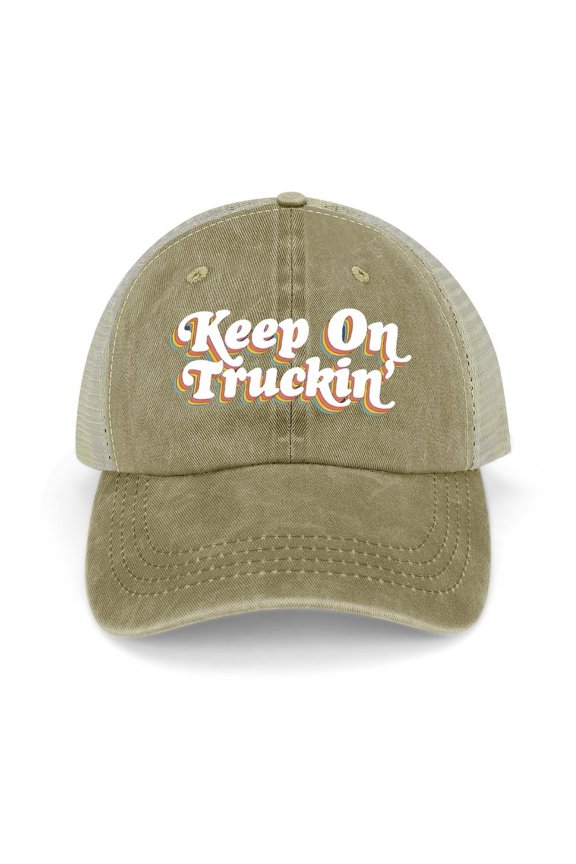 Keep On Trucking Khaki Baseball Cap for Men Women, Adjustable Snapback Hats Trucker Hat