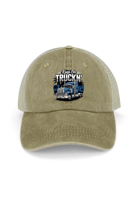 Keep On Trucking Khaki Baseball Cap for Men Women, Adjustable Snapback Hats Trucker Hat