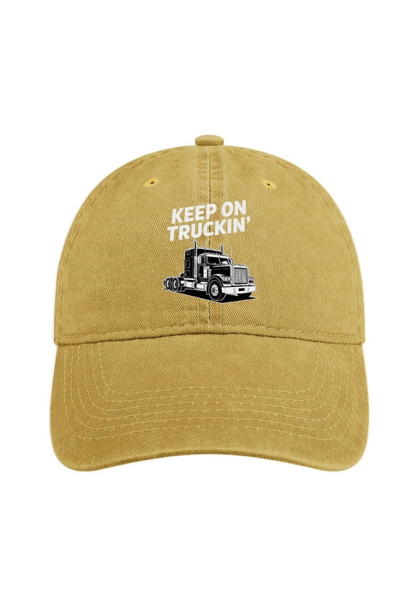 Keep On Trucking Sand Colour Baseball Cap for Men Women, Adjustable Snapback Hats Cotton Hat