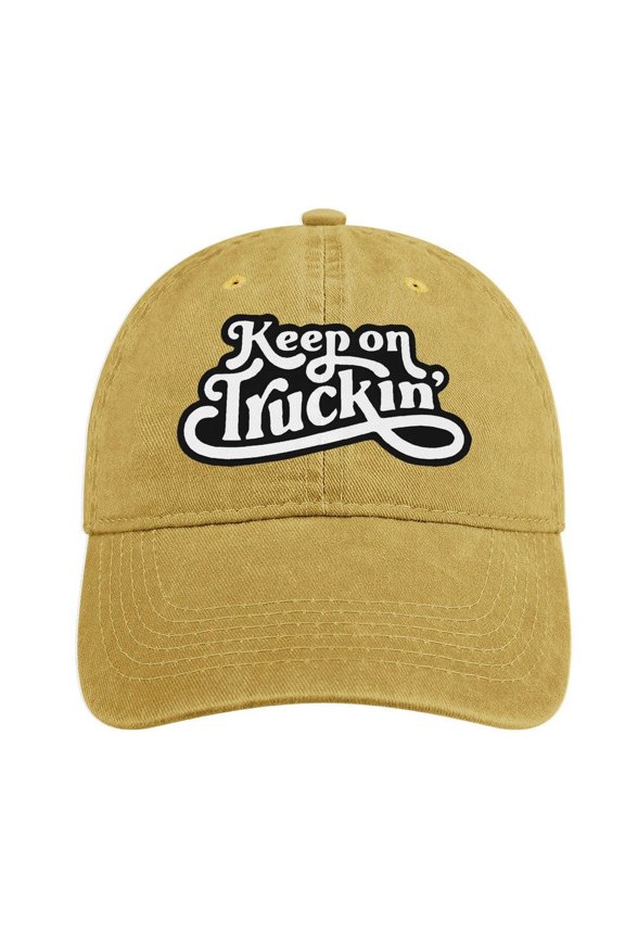 Keep On Trucking Sand Colour Baseball Cap for Men Women, Adjustable Snapback Hats Cotton Hat
